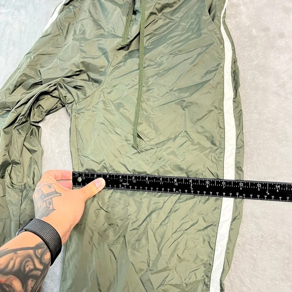 Vintage 90s Nike Baggy Track Pants Olive Green White Stripe Mesh Lined Womens M